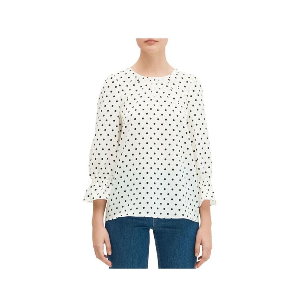 KATE SPADE Womens Ivory Closure 3/4 Sleeve Wear To Work Blouse XXS
